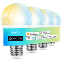 Linkind A19 Matter Smart CCT Light Bulbs - 800lm