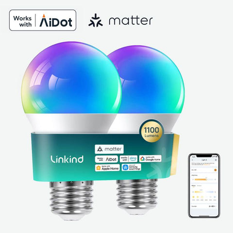 Linkind A19 Matter Smart RGBTW Bulb - 1100 lumens