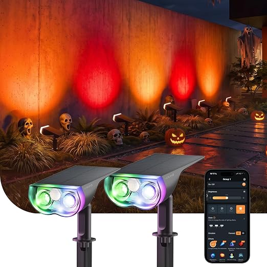 Linkind SL5 Smart Outdoor Solar Spotlight with Motion Sensor (150lm, App&Voice Control, 16 Million Color, IP67 Waterproof)