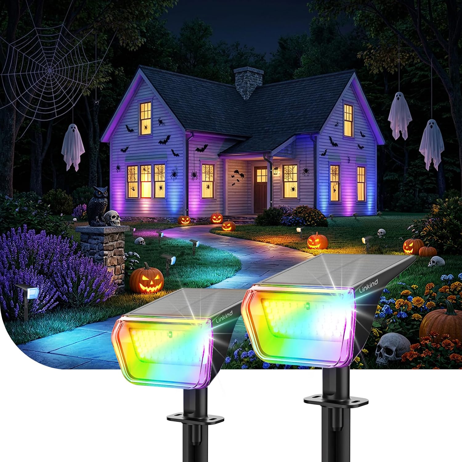 Linkind SP004 Outdoor Solar Spotlights (800lm, 60LEDs, 110° Beam angle, IP67 Waterproof)