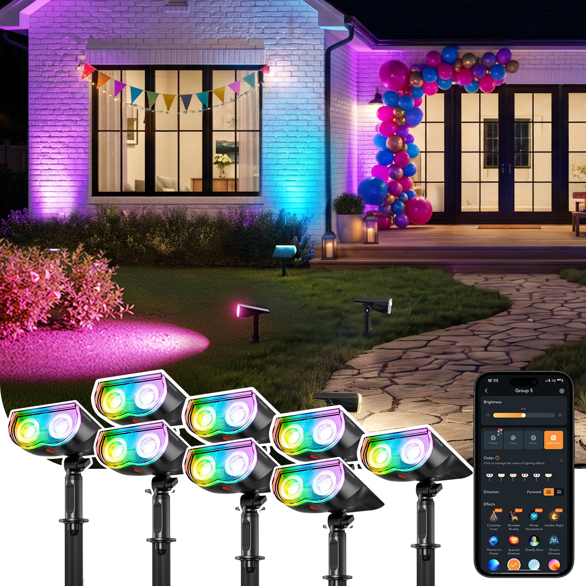 Linkind SL5C Smart Solar Spotlight - RGB & Tunable White Landscape Light