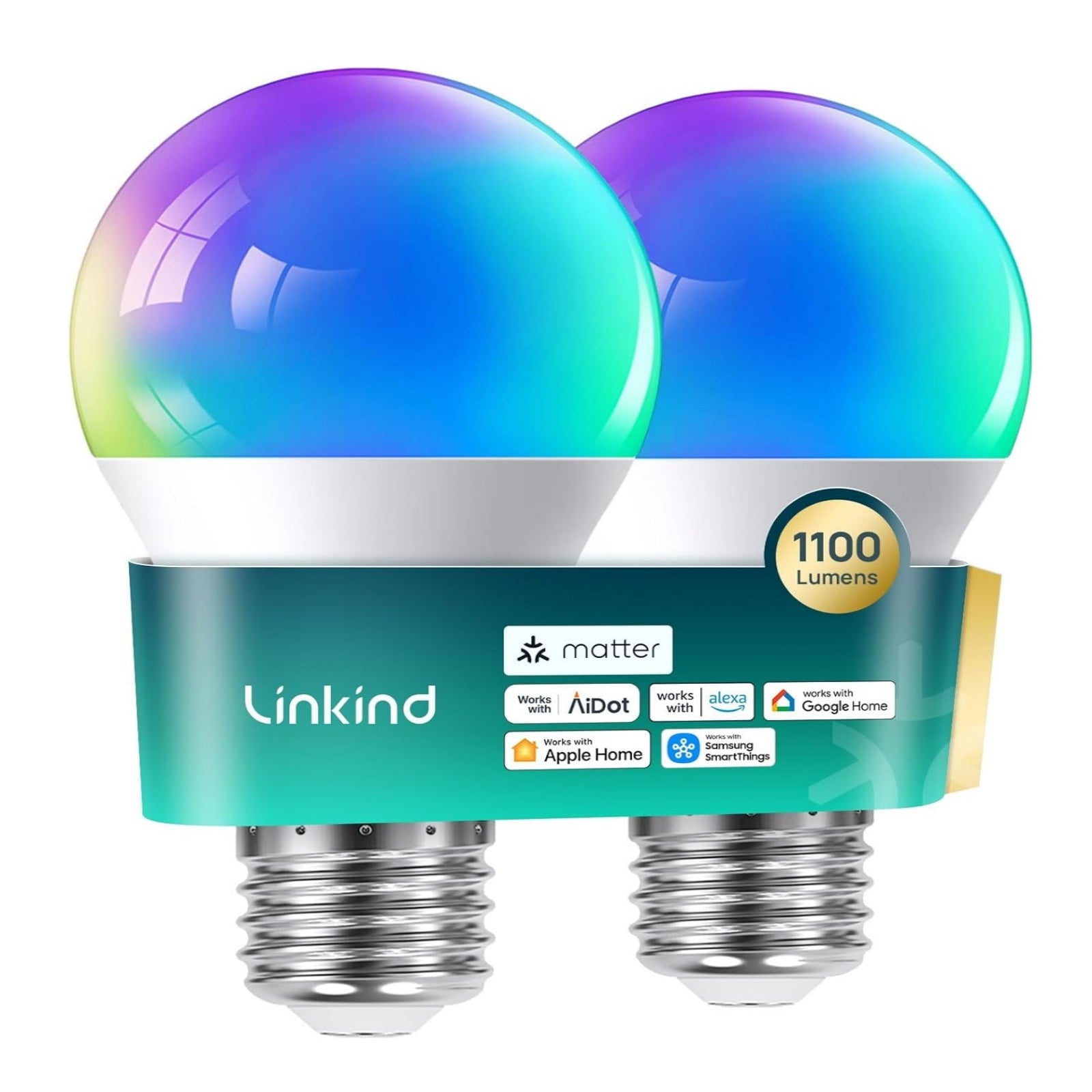 Linkind A19 Matter Smart RGBTW Light Bulbs