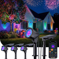 Linkind Smart Solar Spotlights SL6C with Dual-Ring Lighting(App&Voice Control, 16 Million Color, IP66 Waterproof)