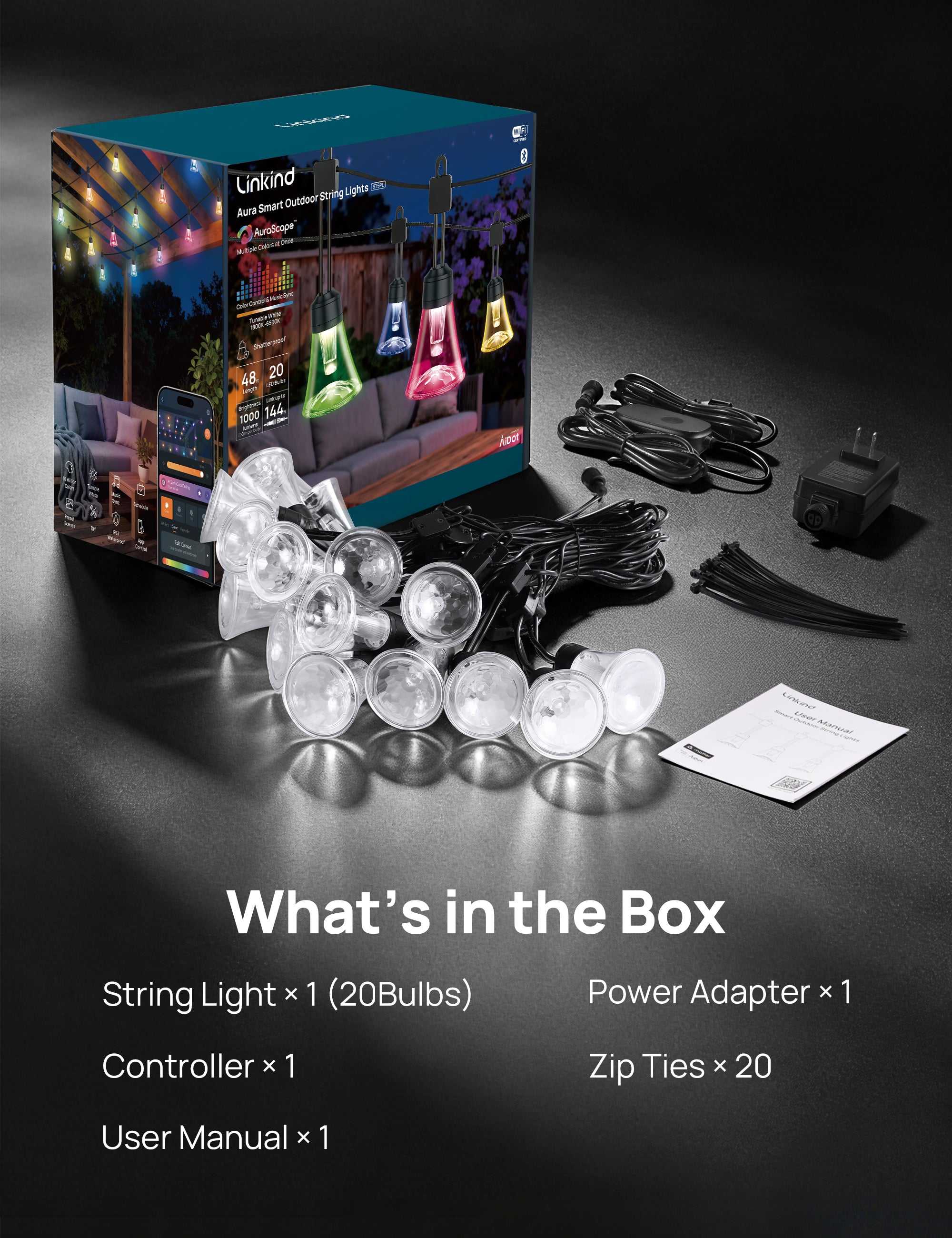 【Linkind Aura Smart Outdoor String Lights ST6PL】