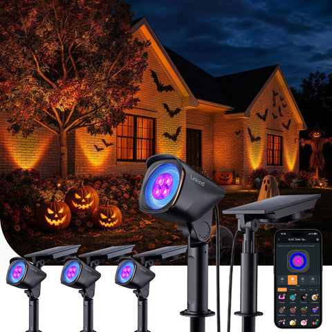 Linkind Smart Solar Spotlights SL6C with Dual-Ring Lighting(App&Voice Control, 16 Million Color, IP66 Waterproof)