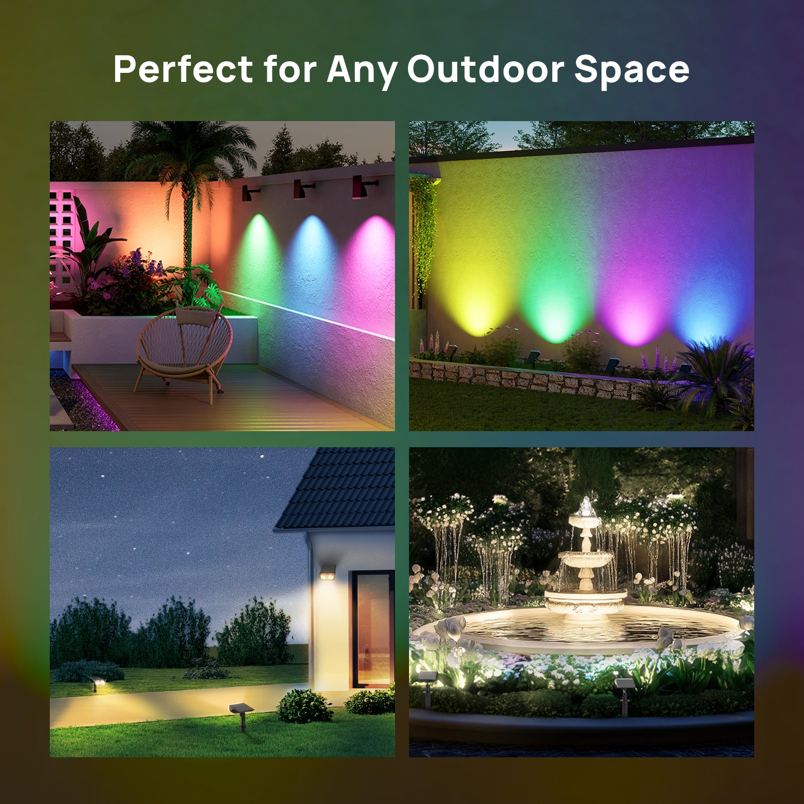 Linkind SL5C Smart Outdoor Solar Spotlight (150lm, App&Voice Control, 16 Million Color, IP67 Waterproof)