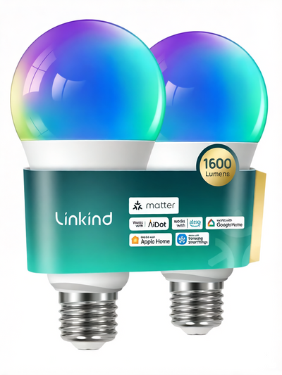 Linkind A21 Matter Smart RGBTW Light Bulbs - 1600 lumens