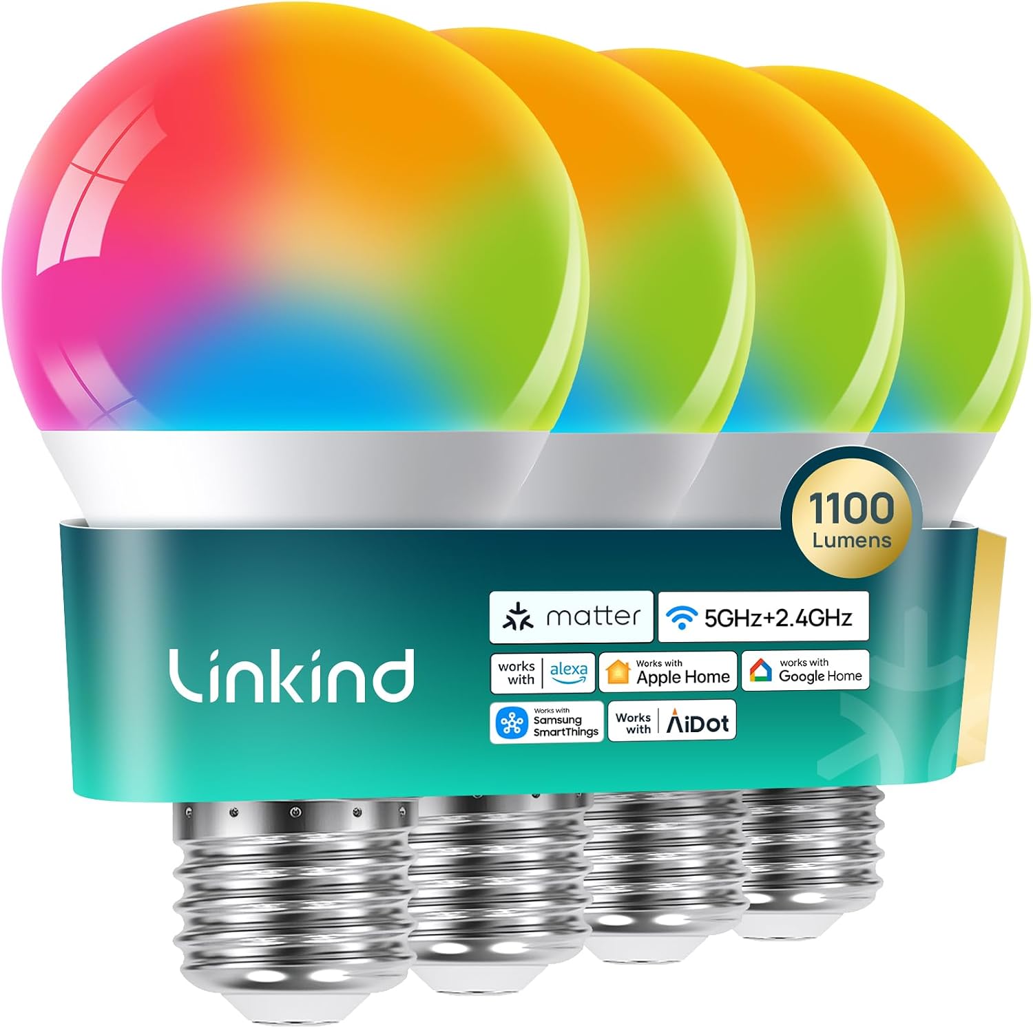 Linkind Smart Light Bulb UltraColor A19 Color+White 1100lm