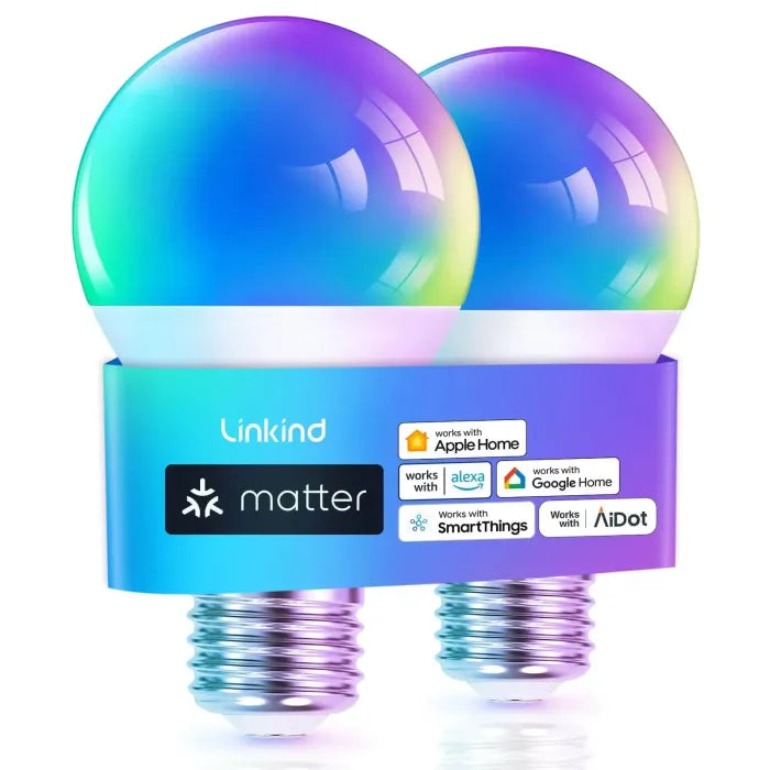 Linkind A19 Matter Smart RGBTW Light Bulbs