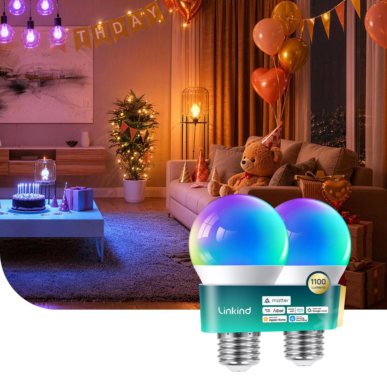 Linkind  Matter Smart RGBTW Light Bulb  A19 - 1100lm