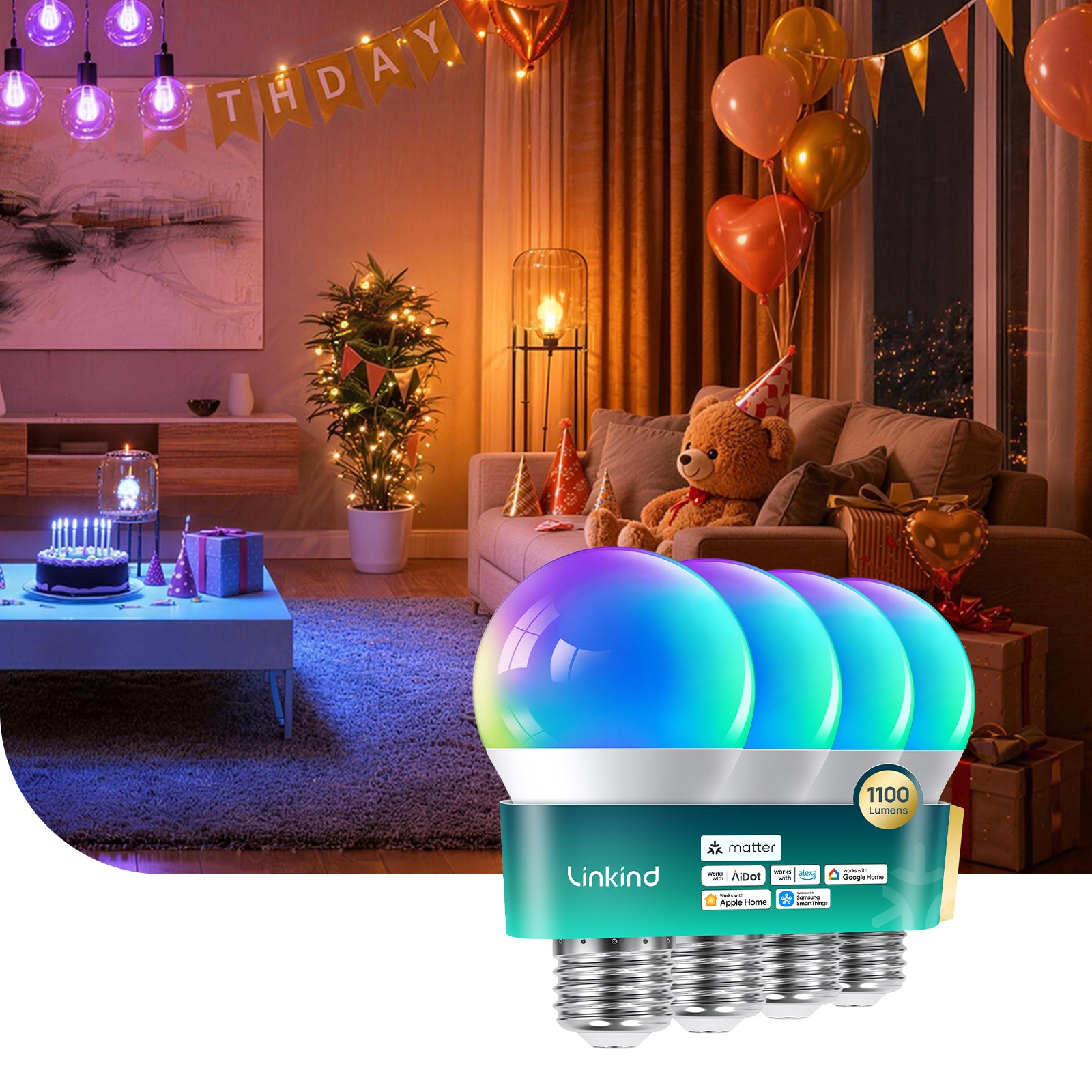 Linkind  Matter Smart RGBTW Light Bulb  A19 - 1100lm