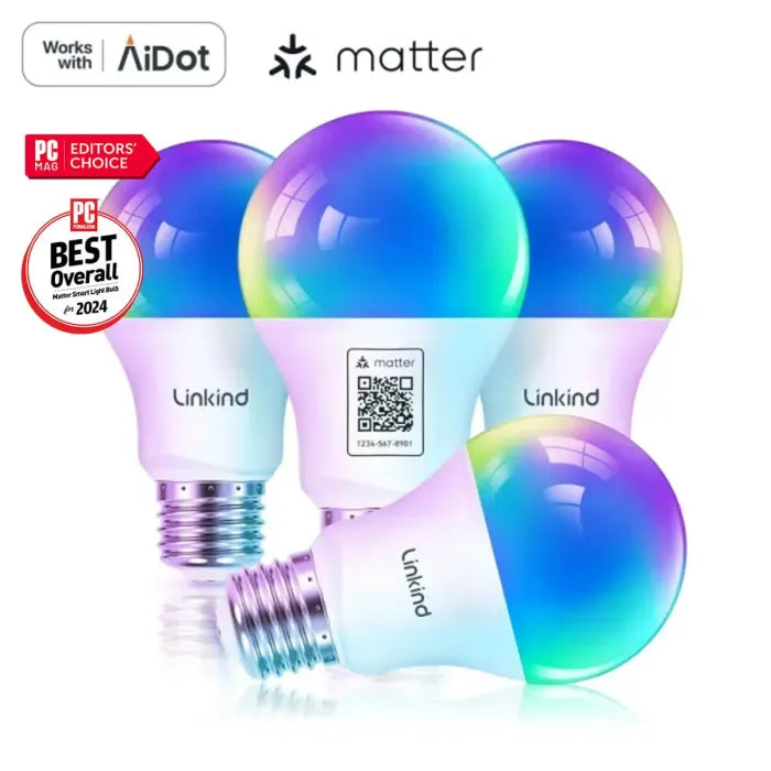 Linkind A19 Matter Smart RGBTW Light Bulbs