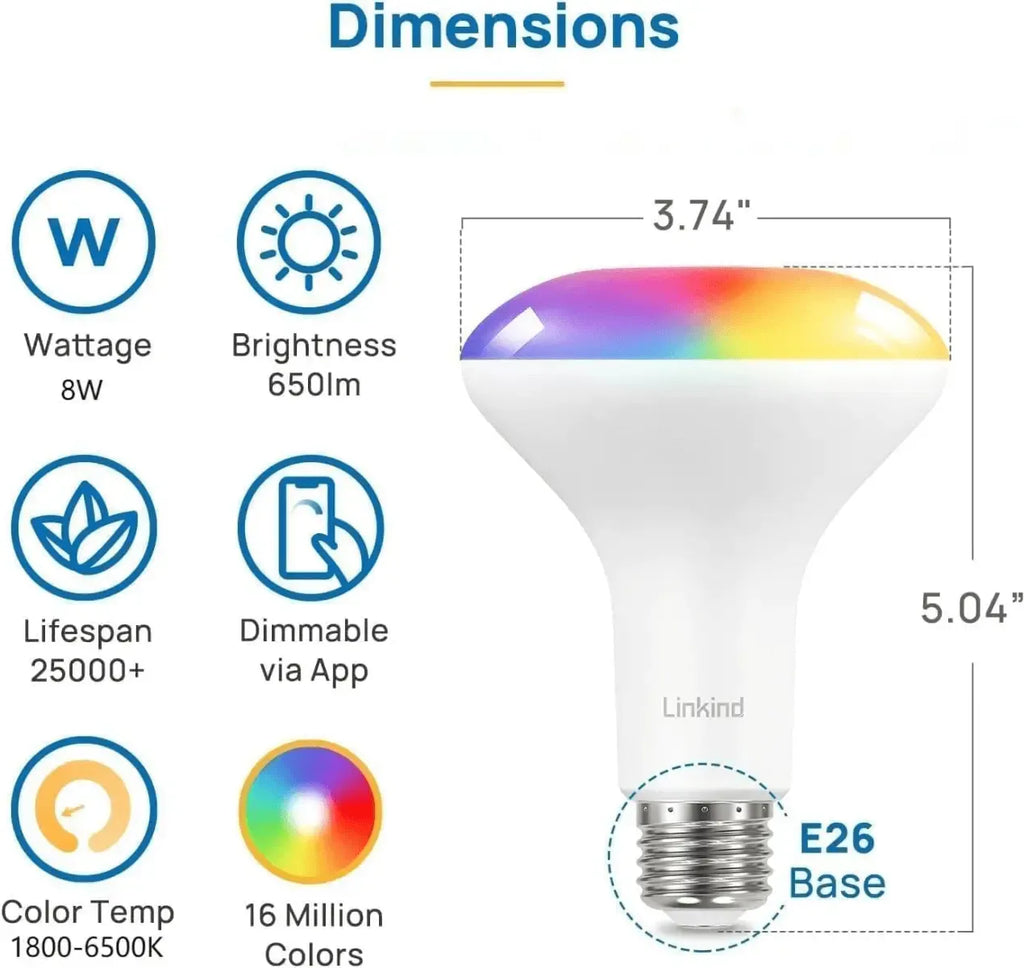 Linkind Led Bulbs Linkind Smart Light Bulbs BR30 - 650lm
