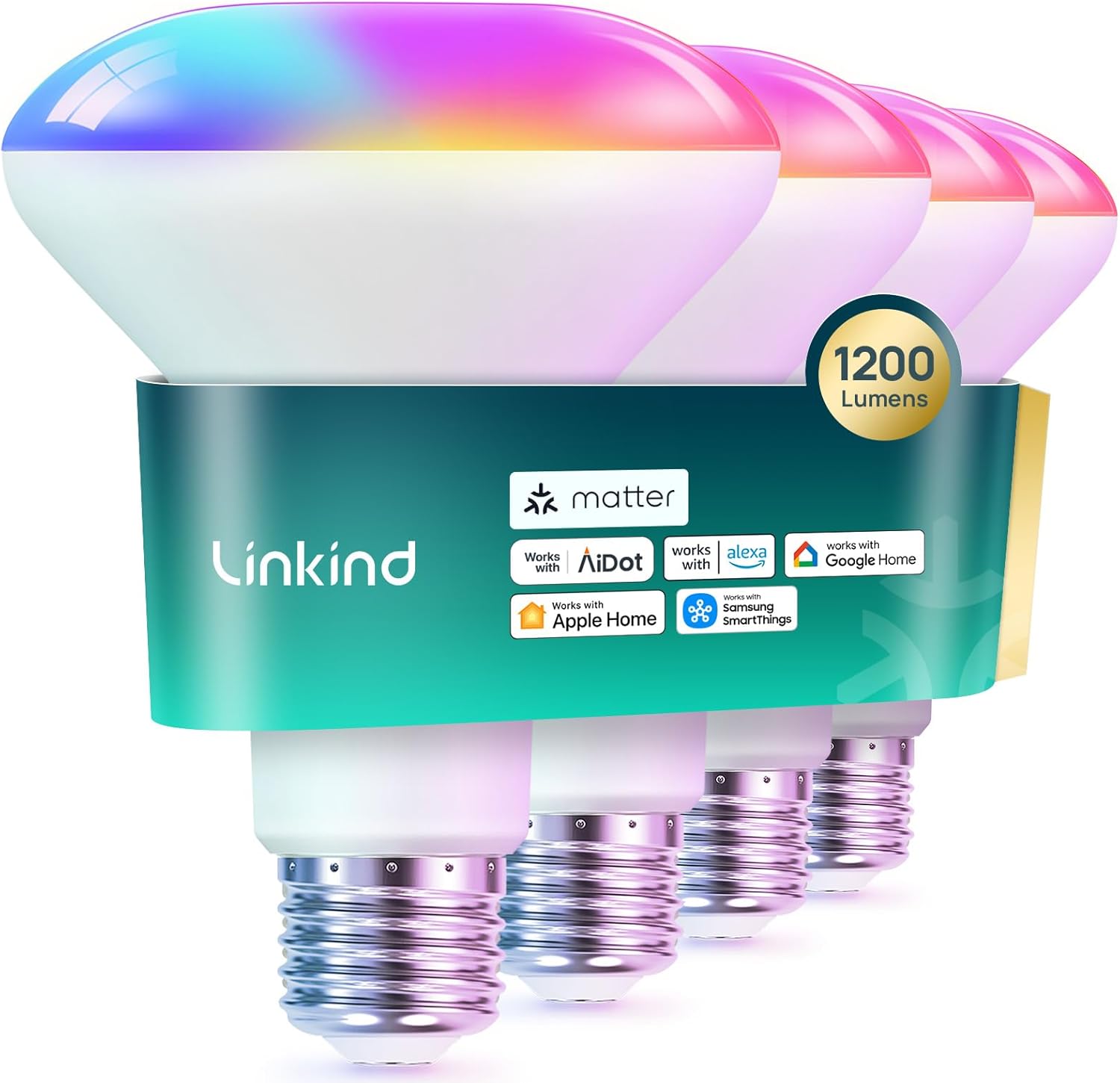 Linkind BR30 Matter Smart Light Bulbs - 1200 lumens