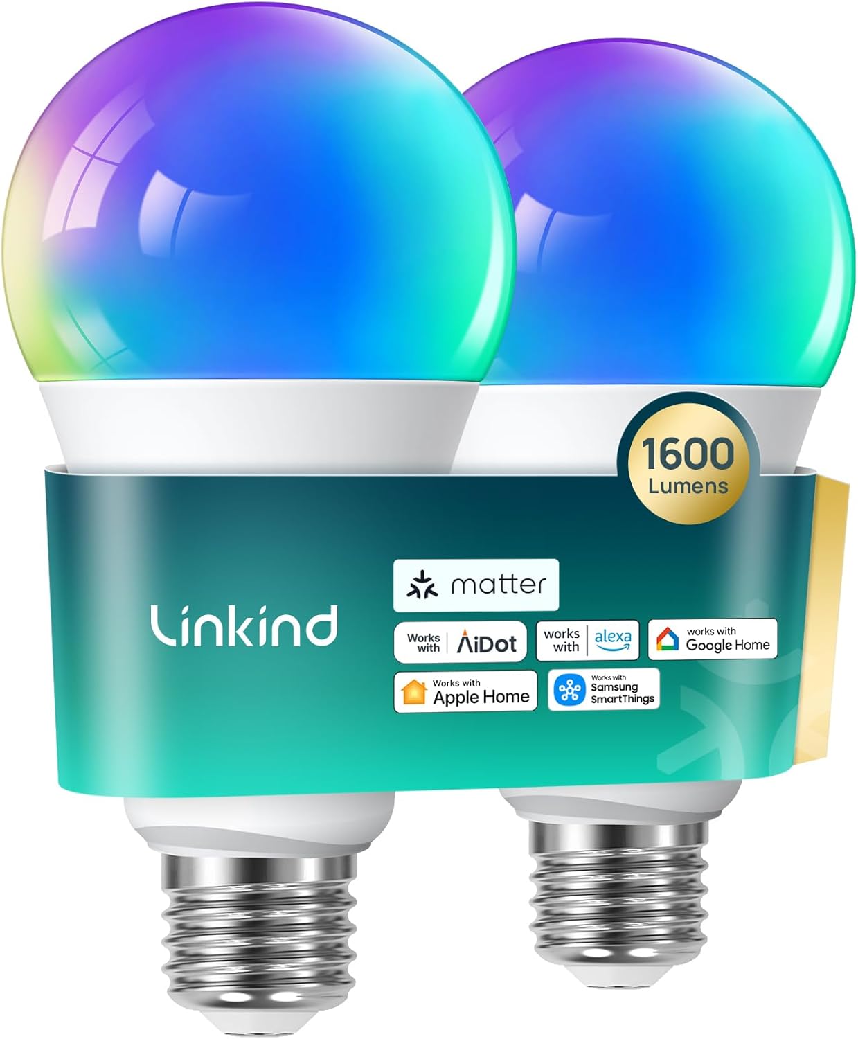 Linkind A21 Matter Smart RGBTW Light Bulbs - 1600 lumens