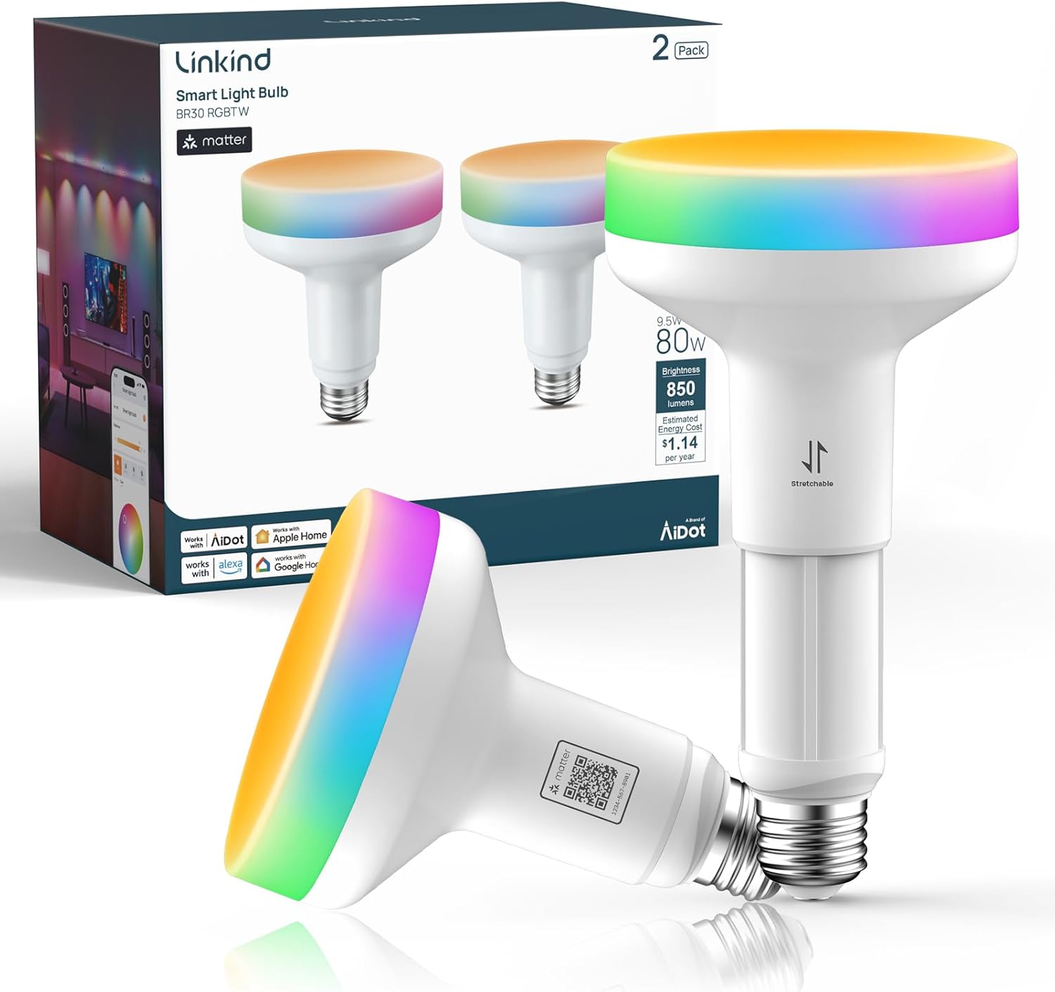 Linkind Aura Matter BR30 Smart Light Bulbs
