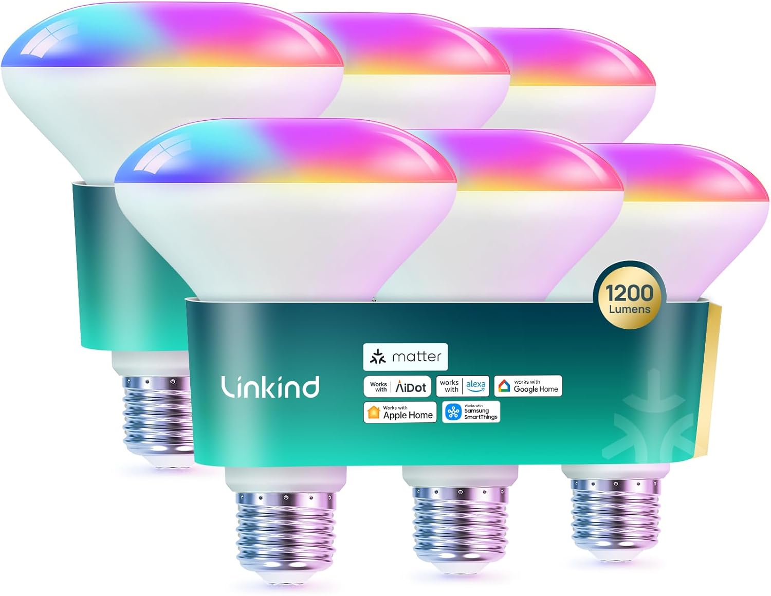 Linkind BR30 Matter Smart Light Bulbs - 1200 lumens