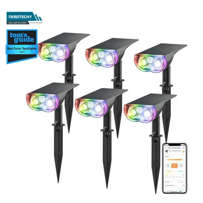 Linkind SL5C Smart Outdoor Solar Spotlight (150lm, App&Voice Control, 16 Million Color, IP67 Waterproof)
