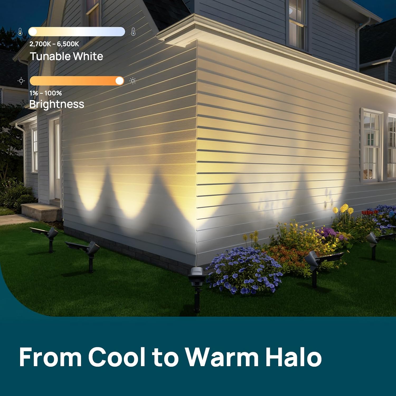 Linkind Smart Solar Lights Outdoor Waterproof SL6C(App&Voice Control, 16 Million Color, IP66 Waterproof)