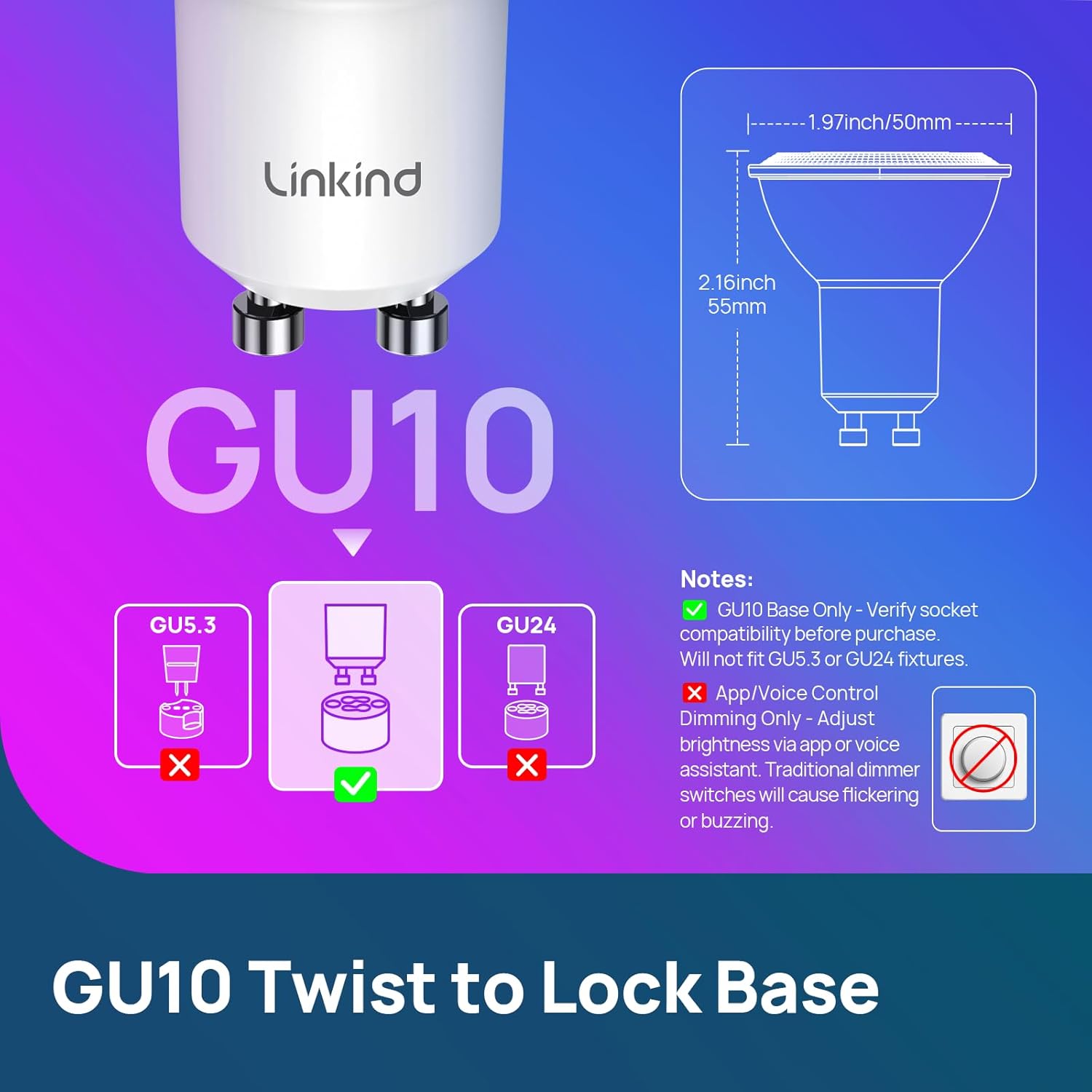 Linkind GU10 Matter Smart Light Bulbs
