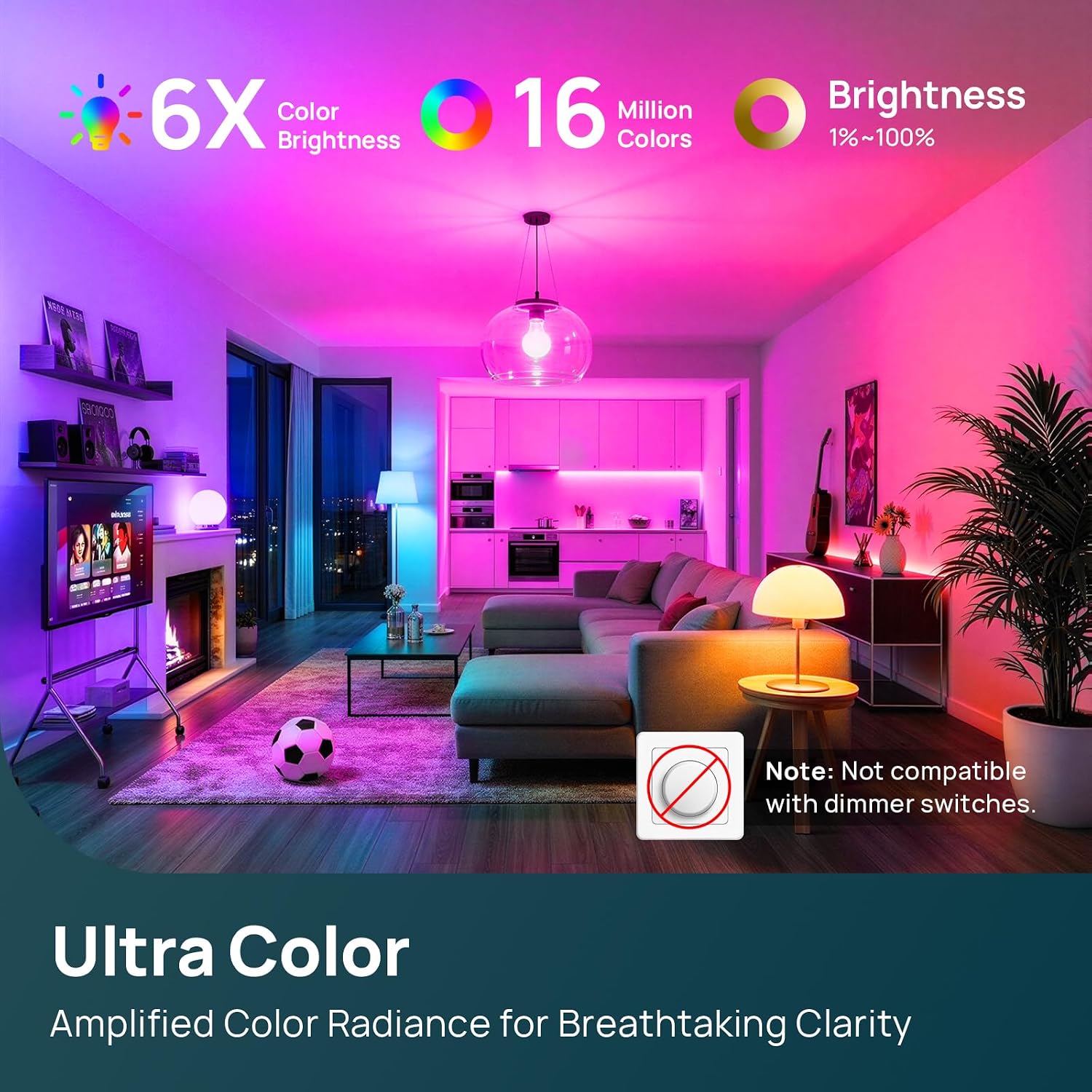 Linkind Smart Light Bulb UltraColor A19 Color+White 1100lm