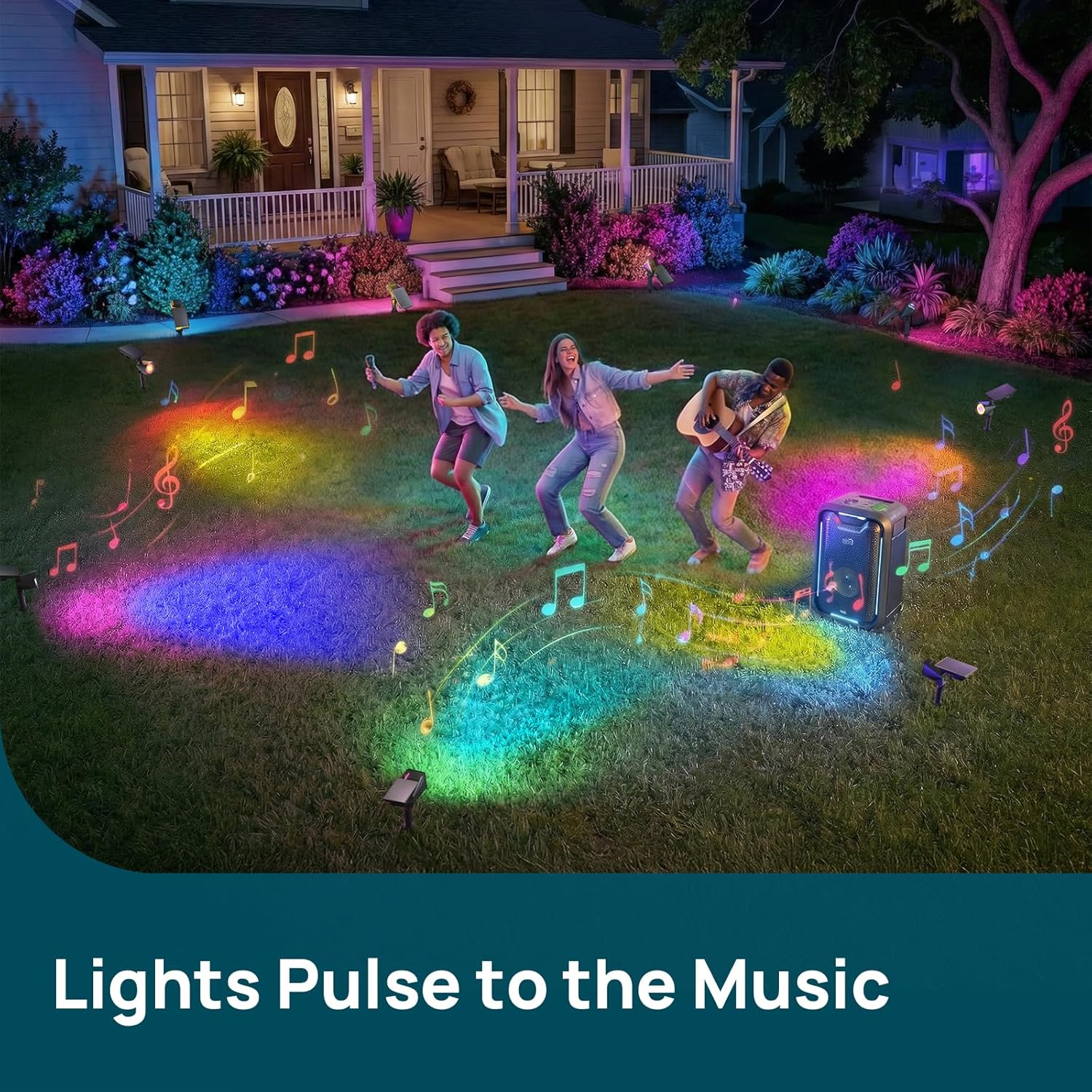 Linkind Smart Solar Lights Outdoor Waterproof SL6C(App&Voice Control, 16 Million Color, IP66 Waterproof)