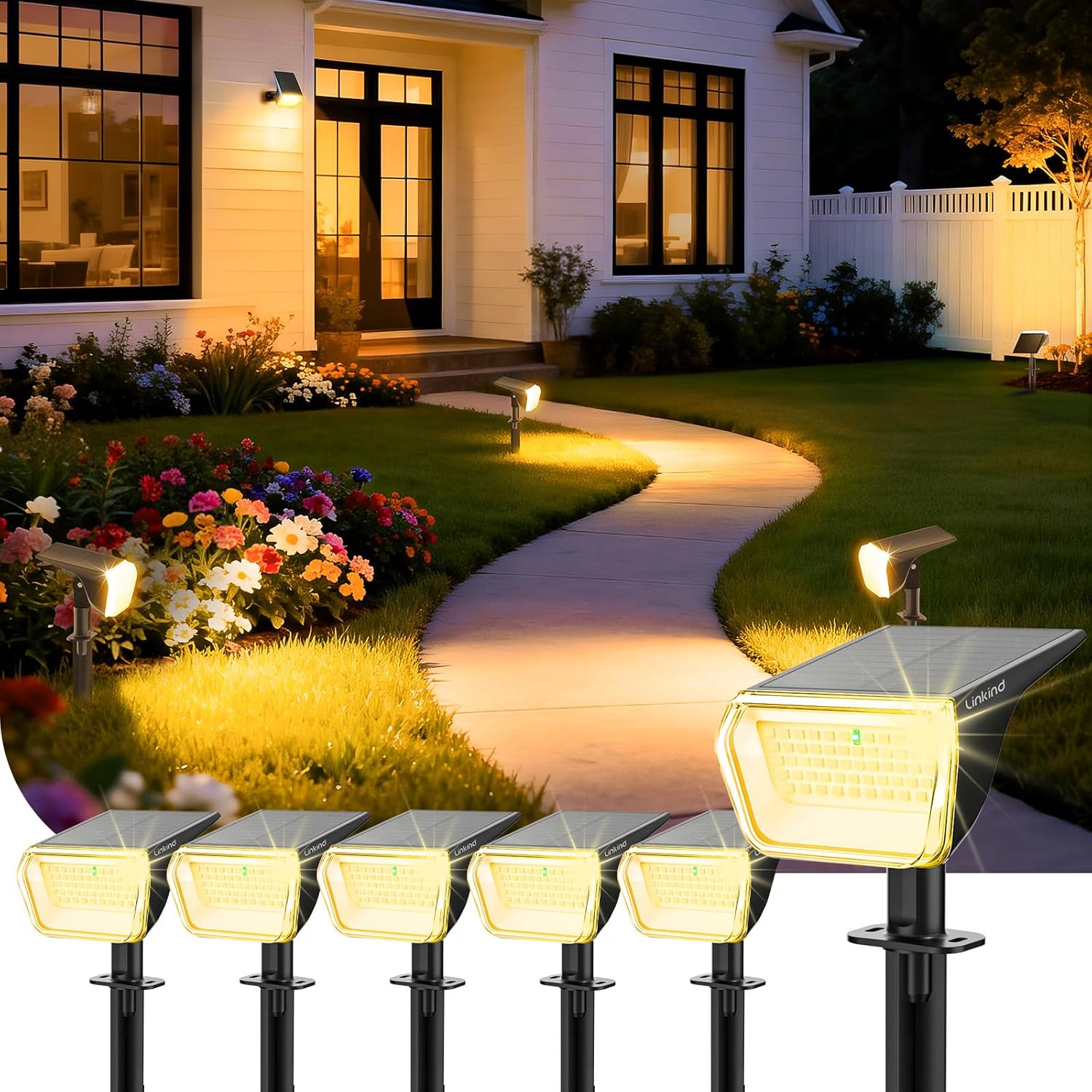 Linkind 60 LEDs Solar Spot Lights-Warm White