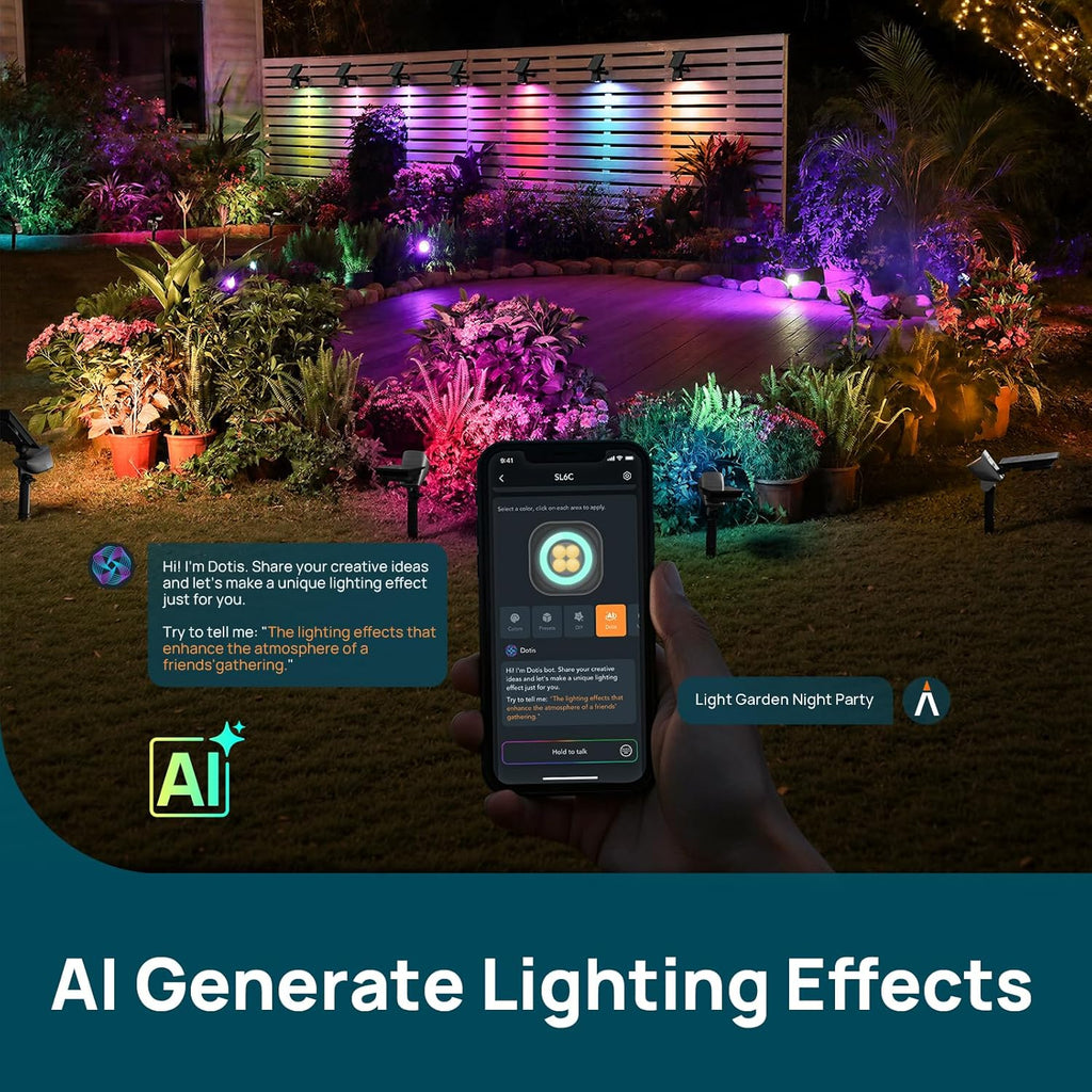 Linkind Smart Solar Lights Outdoor Waterproof SL6C(App&Voice Control, 16 Million Color, IP66 Waterproof)