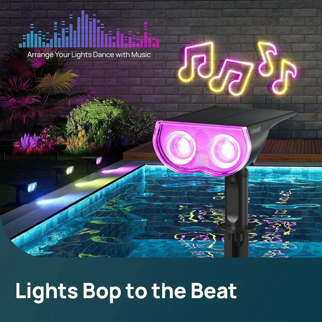 Linkind SL5C Smart Outdoor Solar Spotlight (150lm, App&Voice Control, 16 Million Color, IP67 Waterproof)