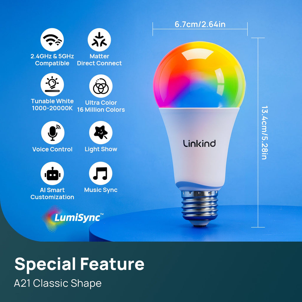 Linkind Smart Light Bulb UltraColor A21 Color+White 1600lm