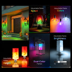 Linkind T19 Smart Flickering Flame Light Bulb 850lm for Halloween, Color Changing LED Bulb with App Control for Porch & Outdoor Lighting