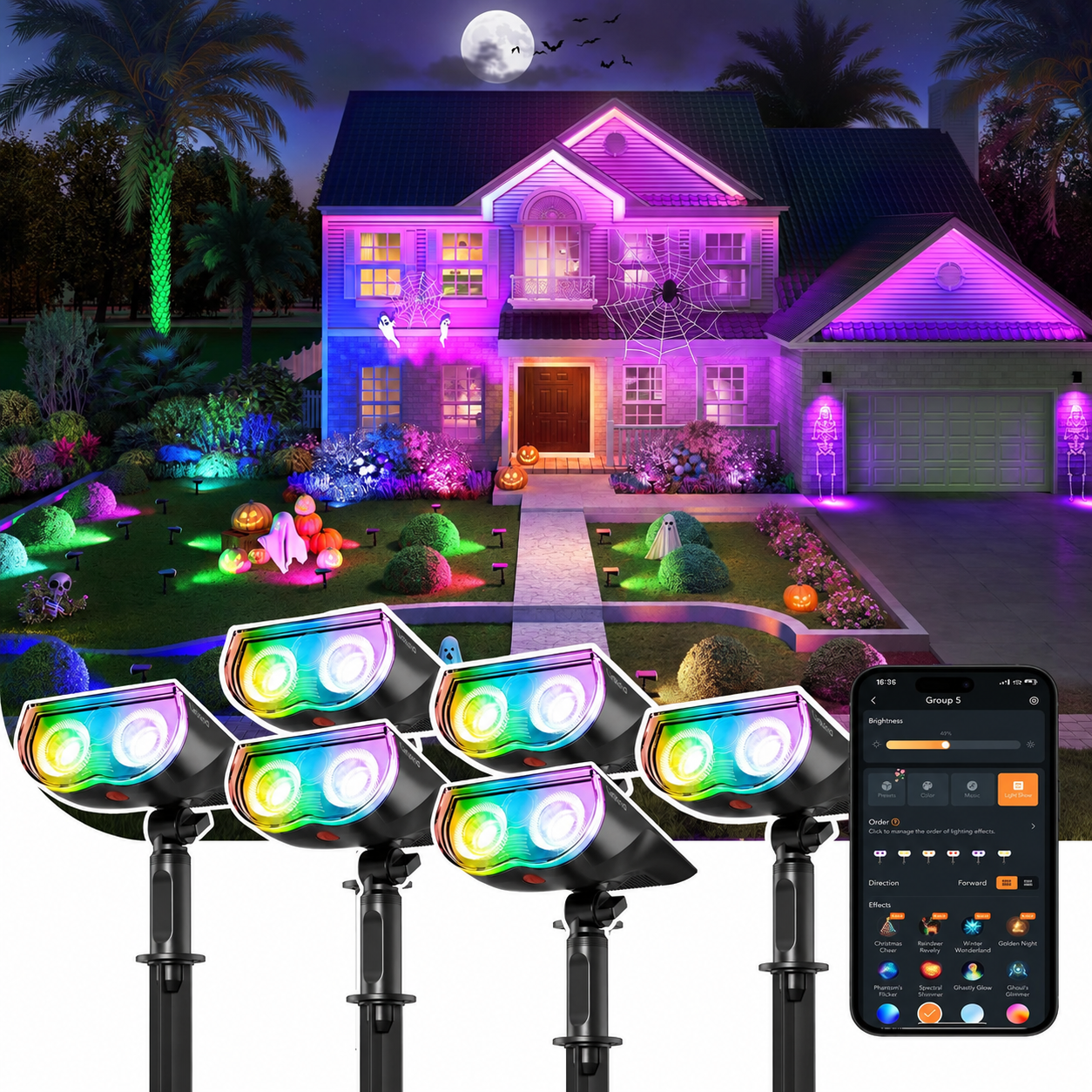 Linkind SL5C Smart Outdoor Solar Spotlight (150lm, App&Voice Control, 16 Million Color, IP67 Waterproof)