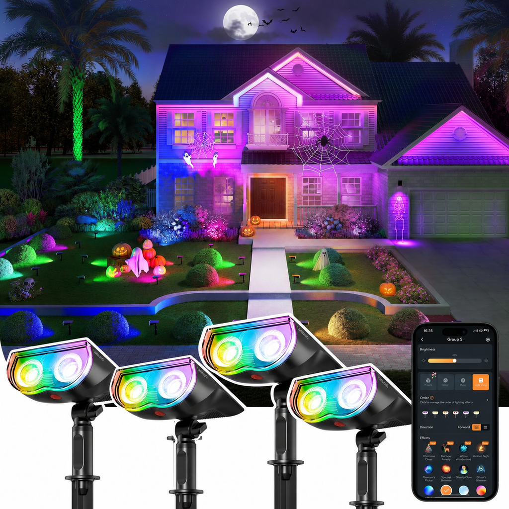 Linkind SL5C Smart Outdoor Solar Spotlight - RGB & Tunable White Landscape Light
