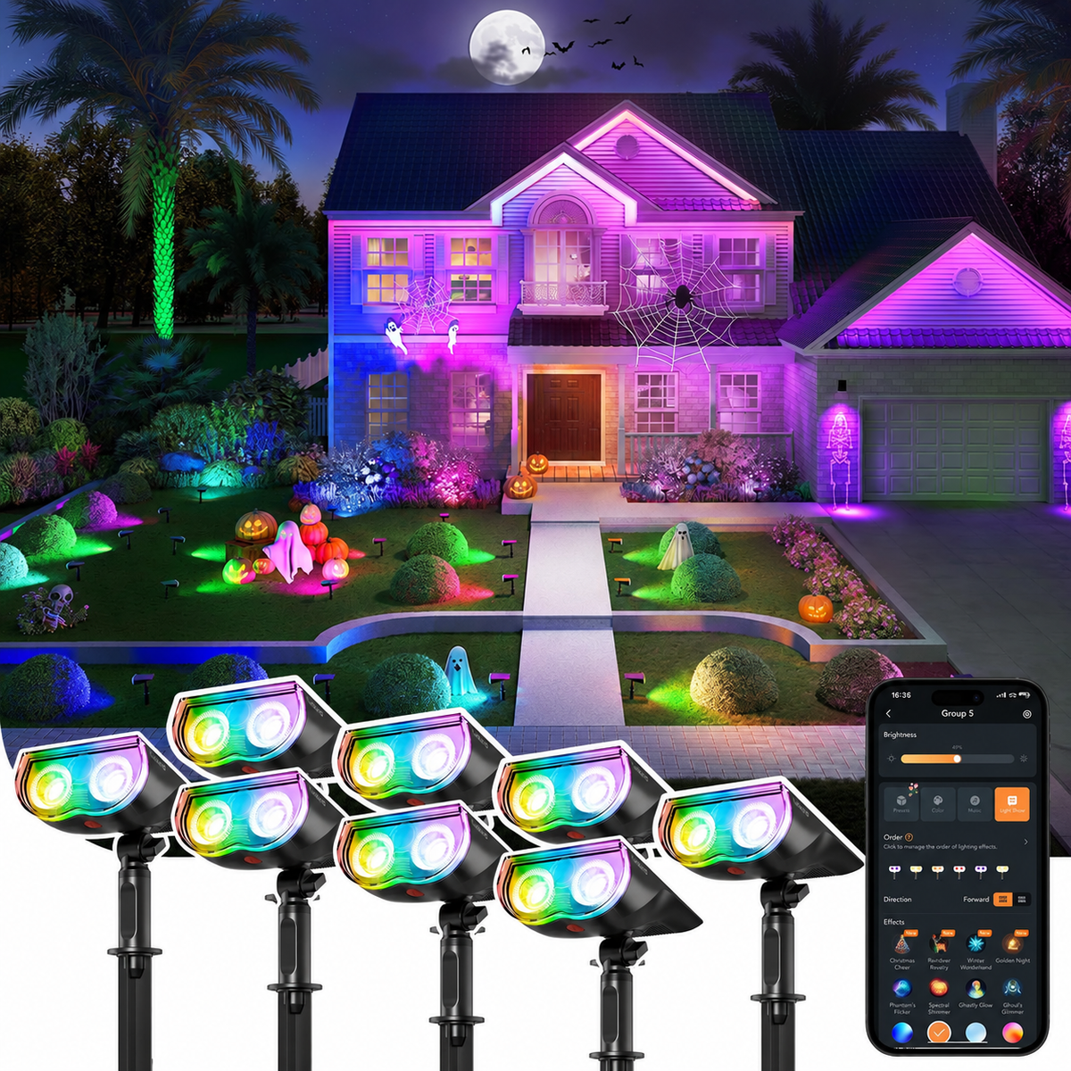 Linkind SL5C Smart Outdoor Solar Spotlight (150lm, App&Voice Control, 16 Million Color, IP67 Waterproof)