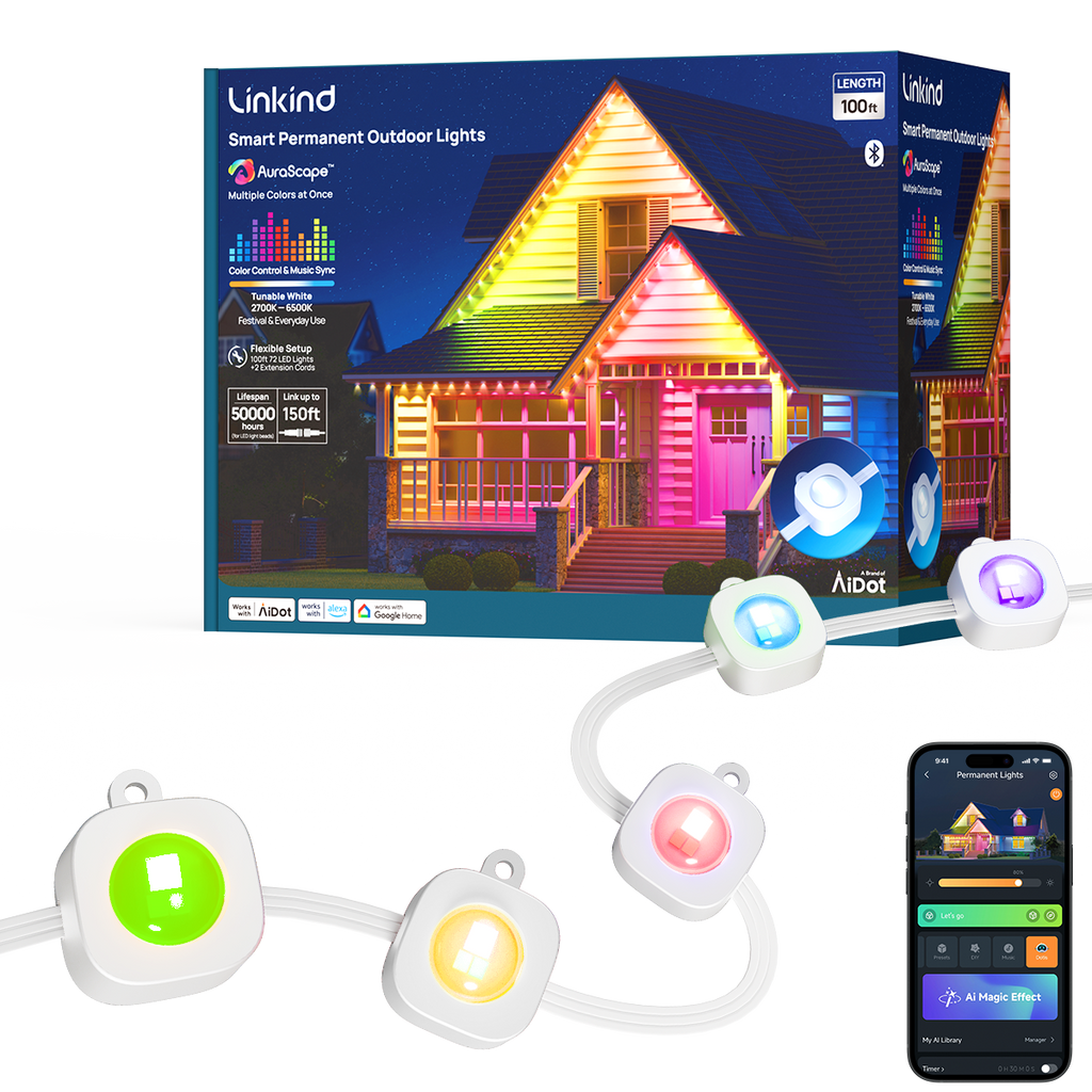 Linkind Smart Permanent Outdoor Lights 100ft