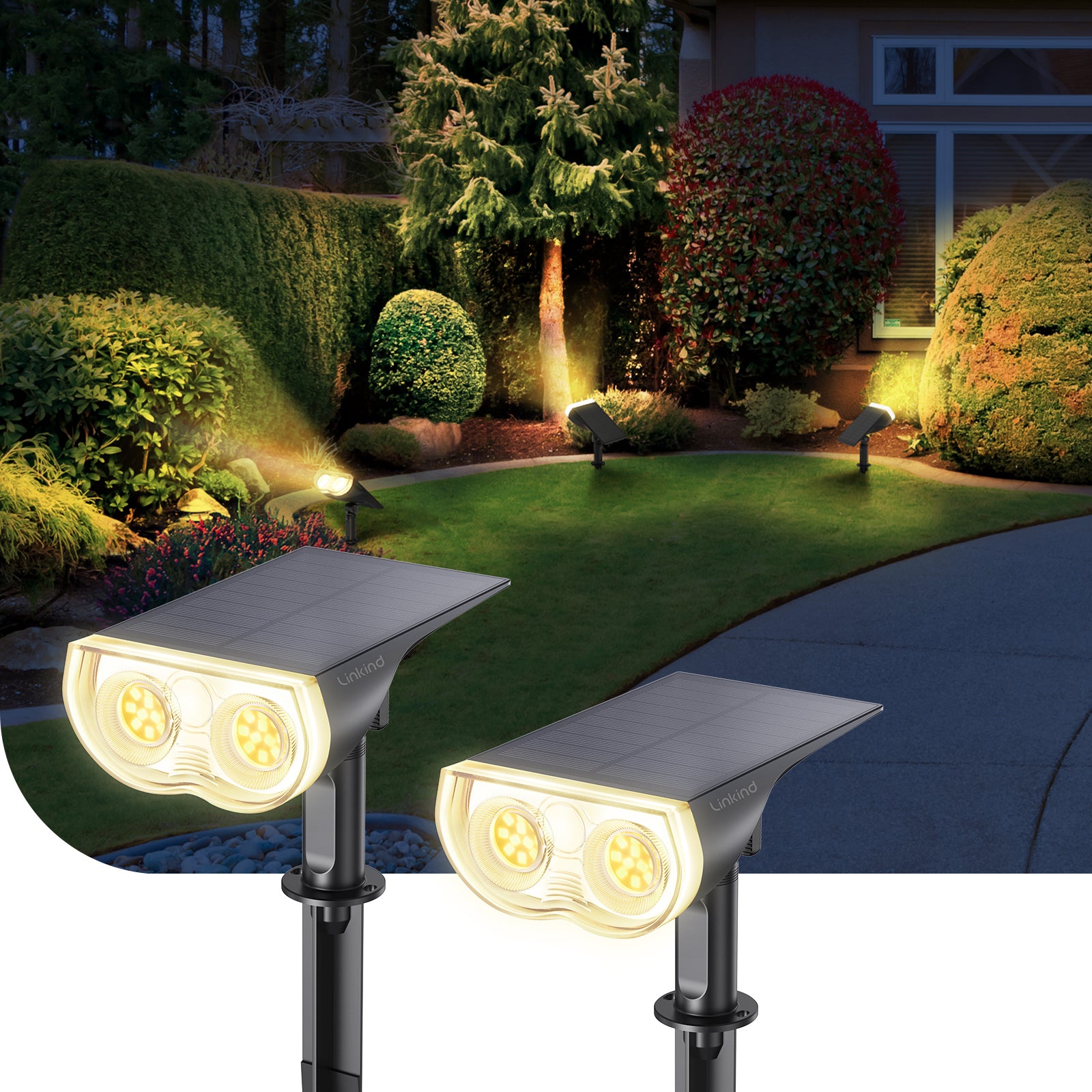 Linkind StarRay Outdoor Solar Spotlight (650lm, 22LEDs, IP65 Waterproof, 90° Beam angle)