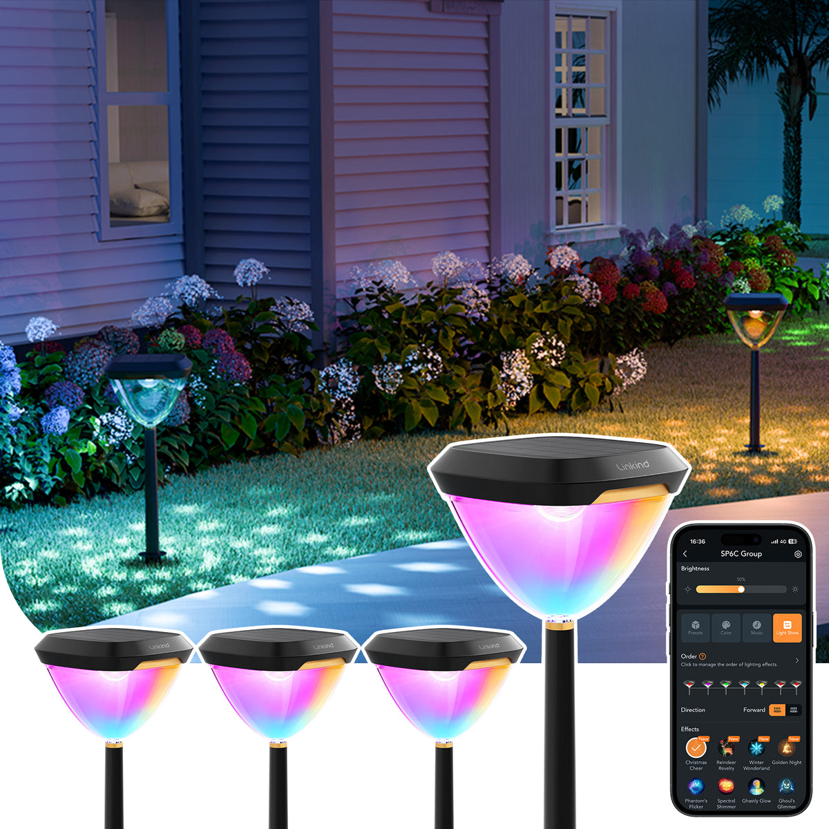 Linkind SL5C Smart Outdoor Solar Spotlight - RGB & Tunable White Landscape Light