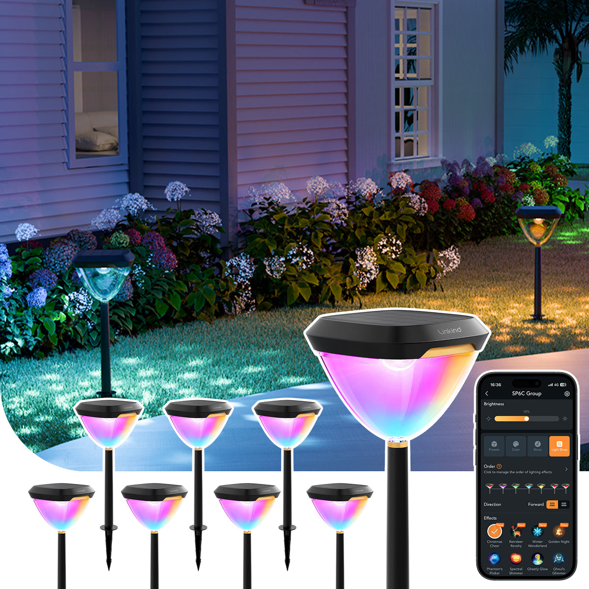 Linkind SL5C Smart Outdoor Solar Spotlight - RGB & Tunable White Landscape Light