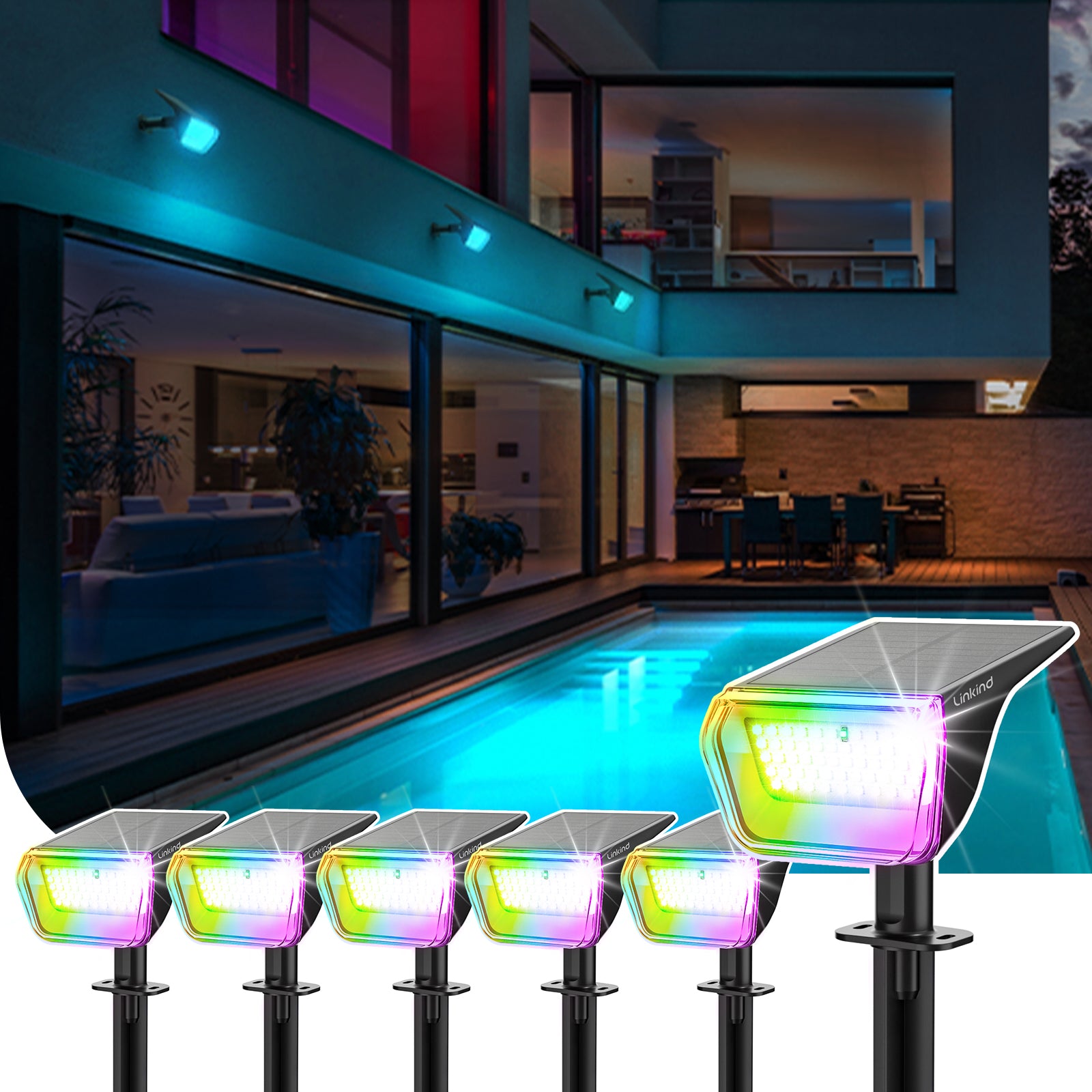 Linkind SP004 Outdoor Solar Spotlights (800lm, 60LEDs, 110° Beam angle