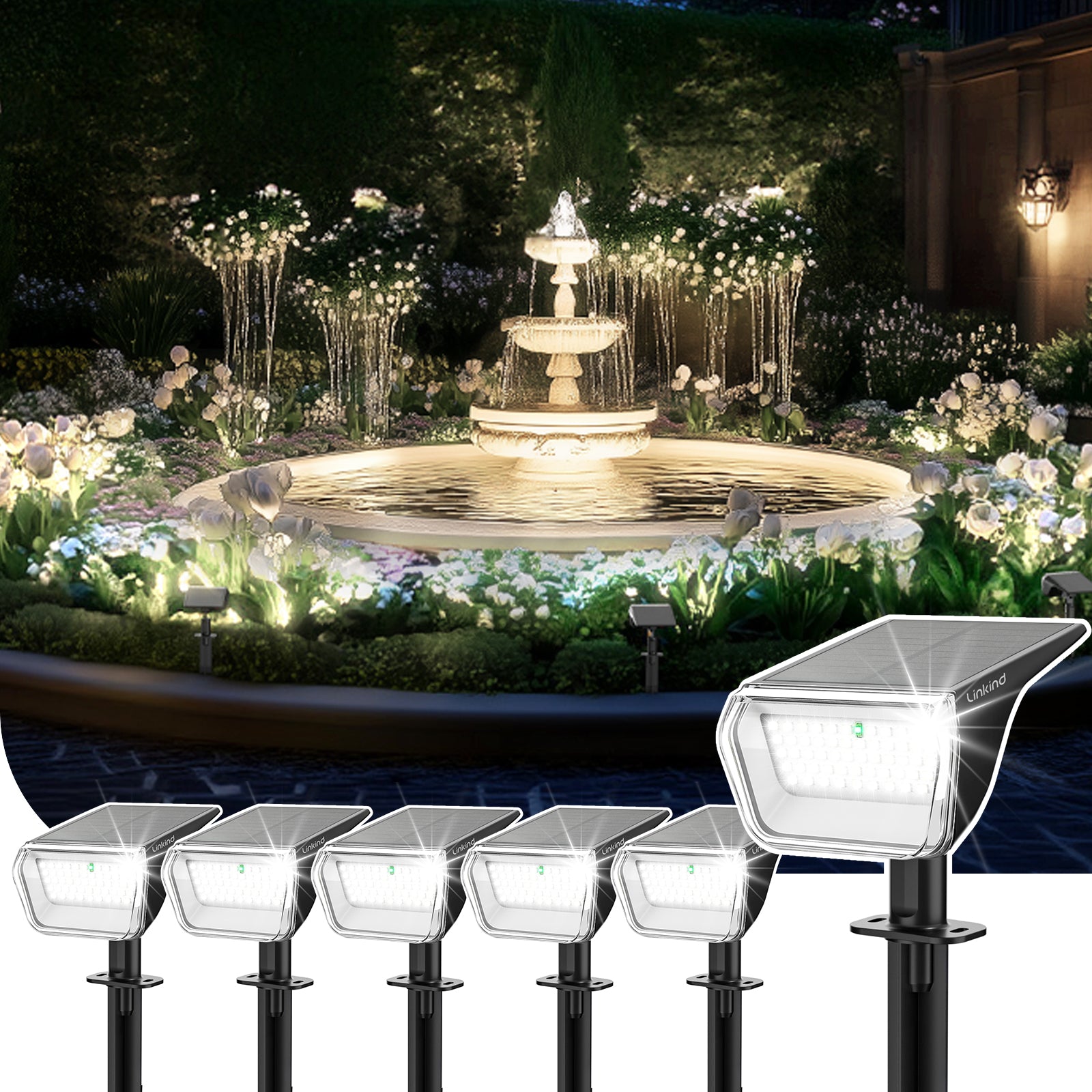 Linkind SP004 Outdoor Solar Spotlights (800lm, 60LEDs, 110° Beam angle