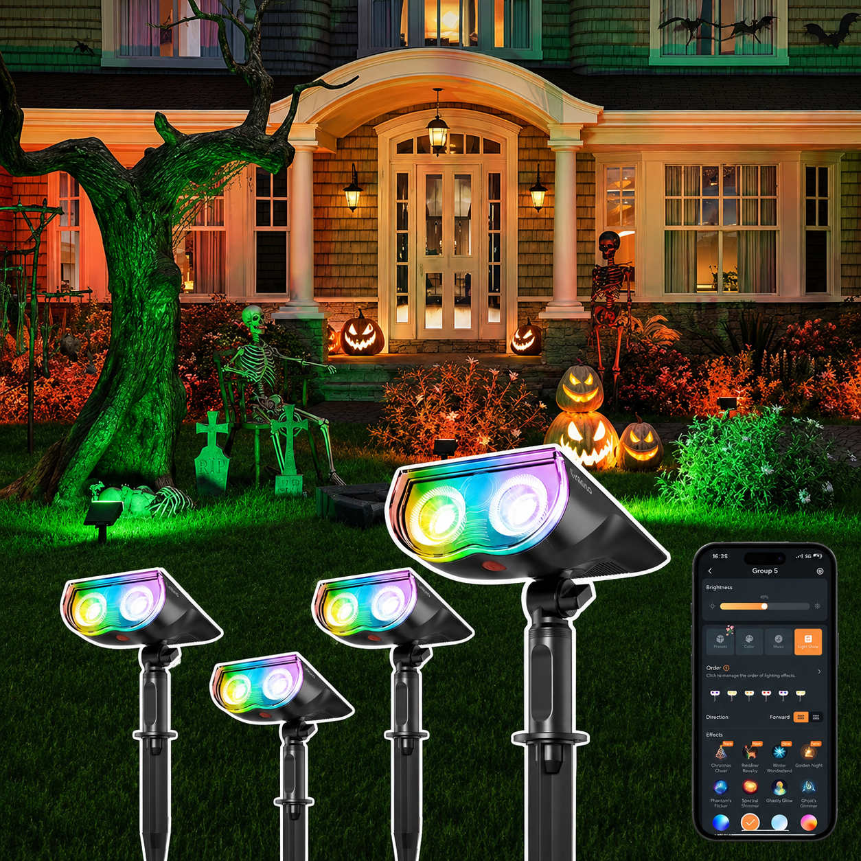 Linkind SL5C Smart Outdoor Solar Spotlight (150lm, App&Voice Control, 16 Million Color, IP67 Waterproof)
