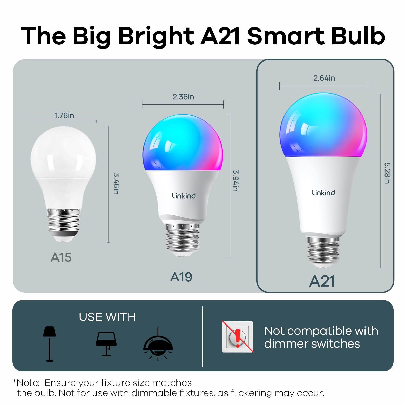 Linkind A21 Smart Light Bulbs - 1600 lumens