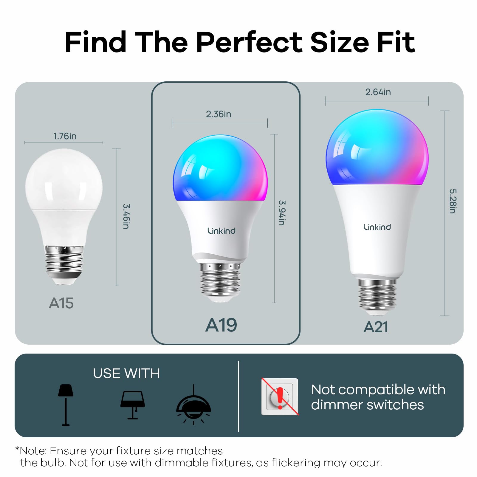 Linkind A19 Smart Light Bulbs | 1100LM Color Changing
