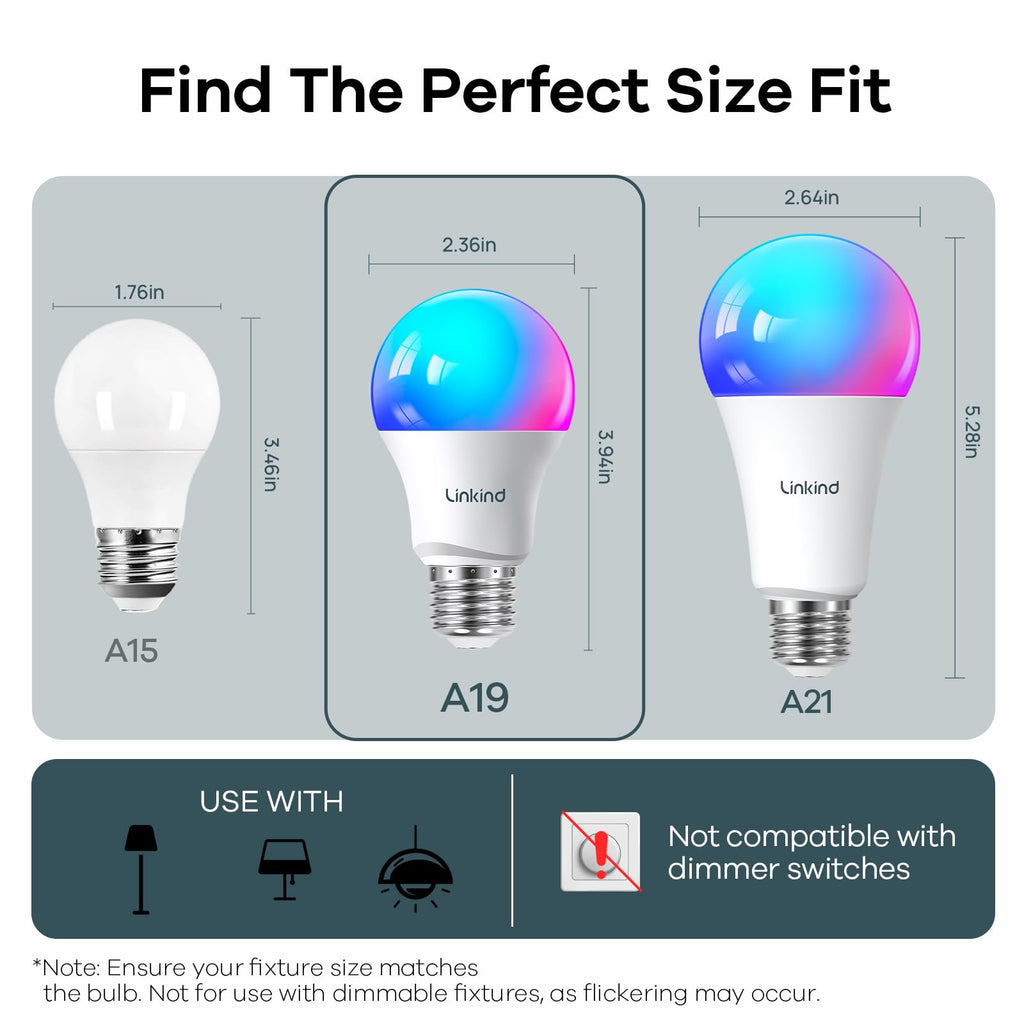 Linkind A19 Smart Light Bulbs - 1100 lumens