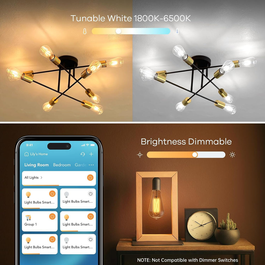 Linkind  Matter Smart Edison Light Bulbs ST19（ST58） - 800 lumens