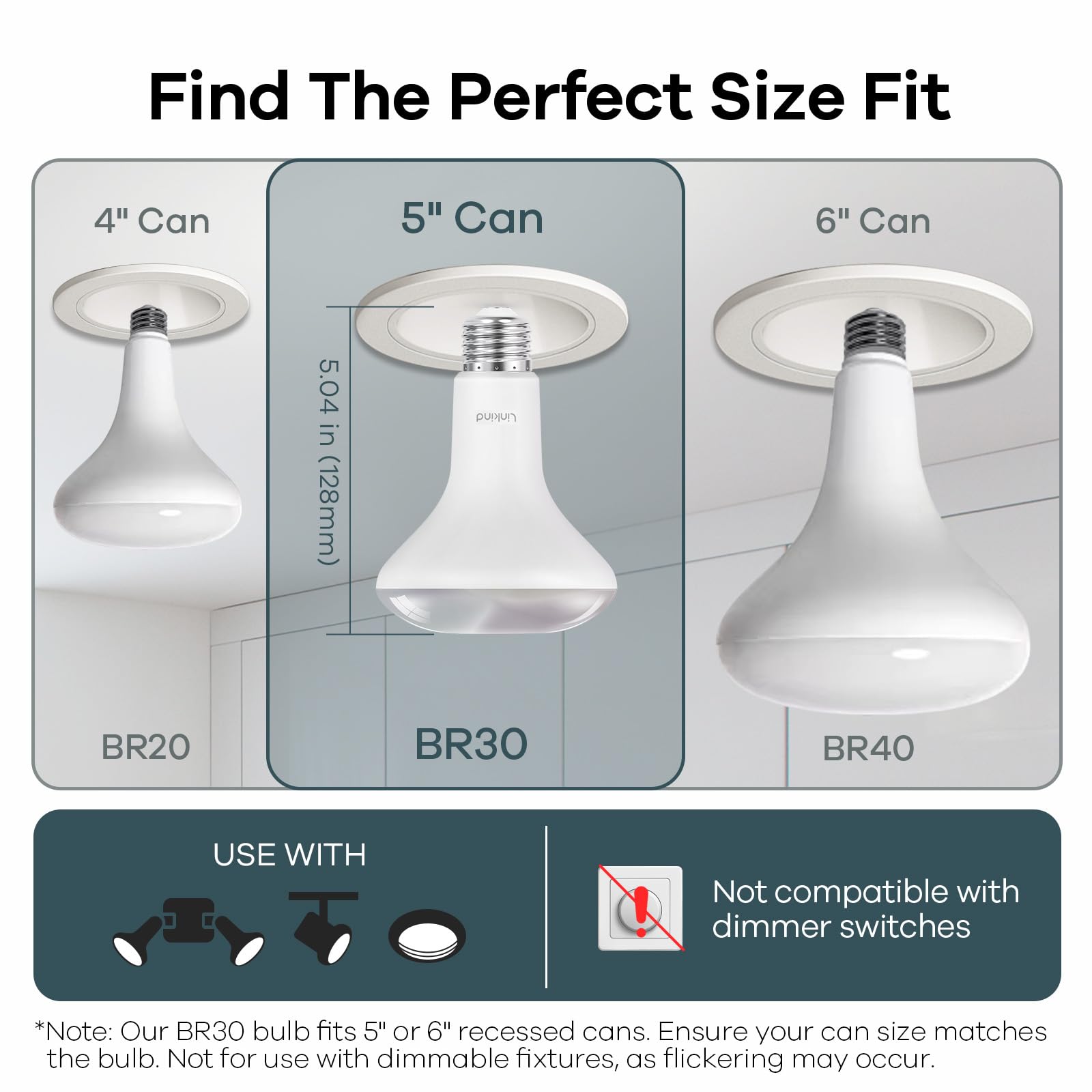 Linkind BR30 Matter Smart Light Bulbs - 1200 lumens