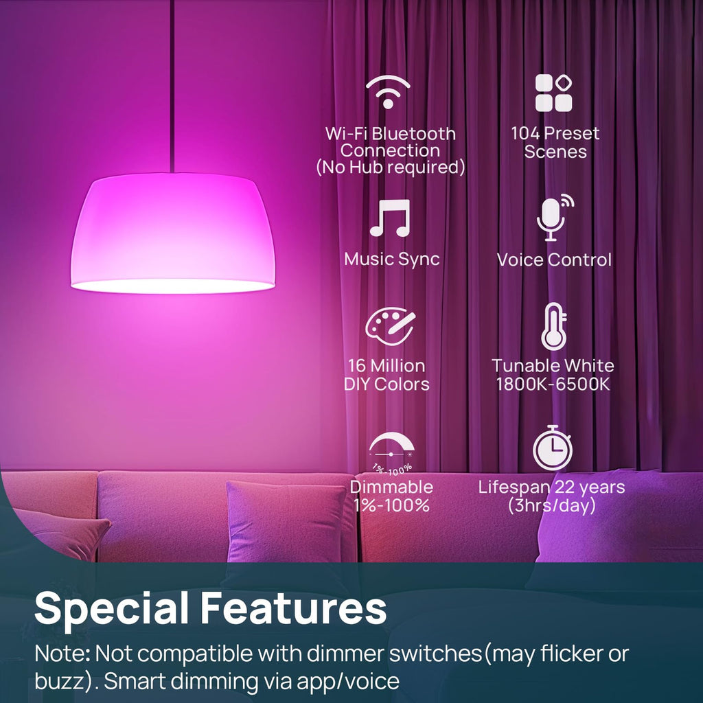 Linkind A19 Smart Light Bulbs - 1100 lumens