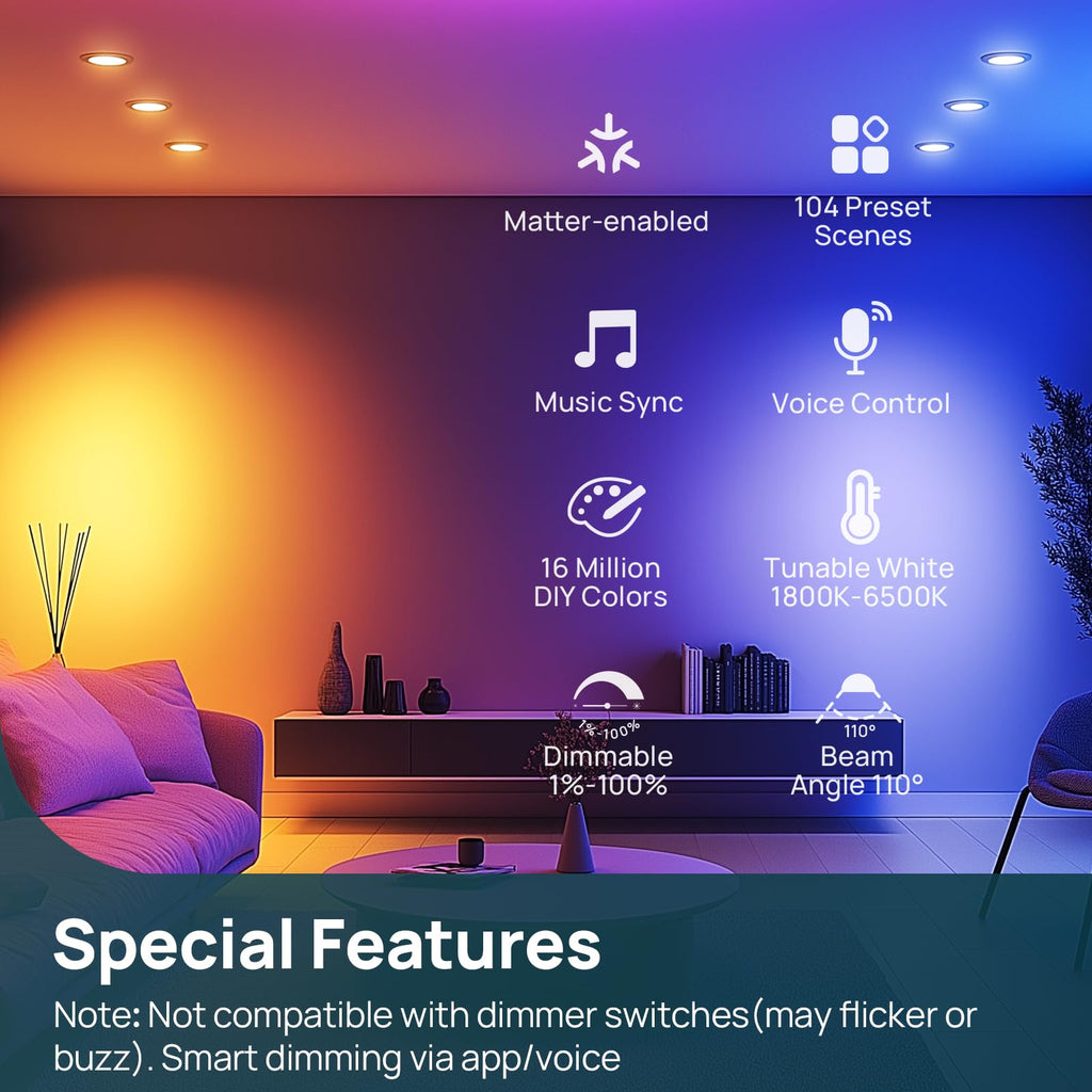 Linkind BR30 Matter Smart Light Bulbs - 1200 lumens