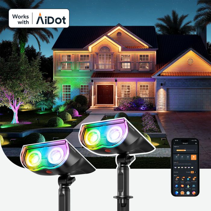 Linkind SL5C Smart Solar Spotlight - RGB & Tunable White Landscape Light